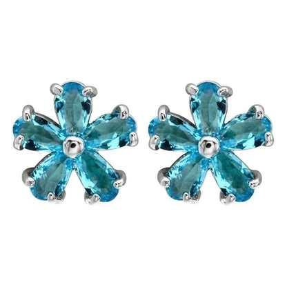 1 Pair Minimalist Flower Plating Inlay Copper Zircon White Gold Plated Ear Studs