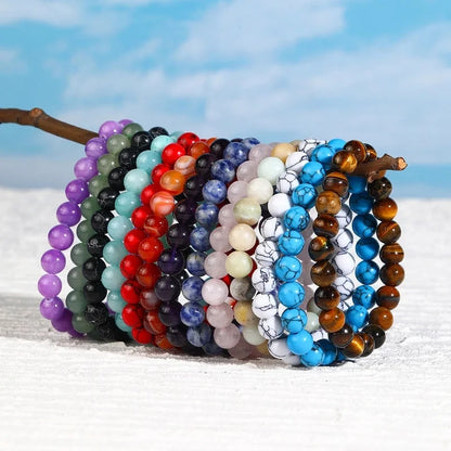 Retro Round Natural Stone Bracelets In Bulk