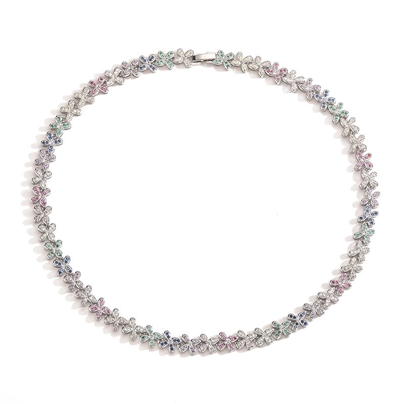 Copper 18K Gold Plated Plating Inlay Butterfly Zircon Bracelets Necklace