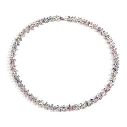 Copper 18K Gold Plated Plating Inlay Butterfly Zircon Bracelets Necklace