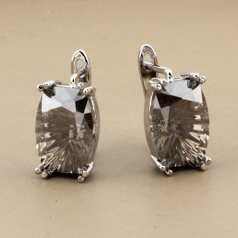 1 Pair Minimalist Classic Style Solid Color Inlay Copper Artificial Gemstones Earrings