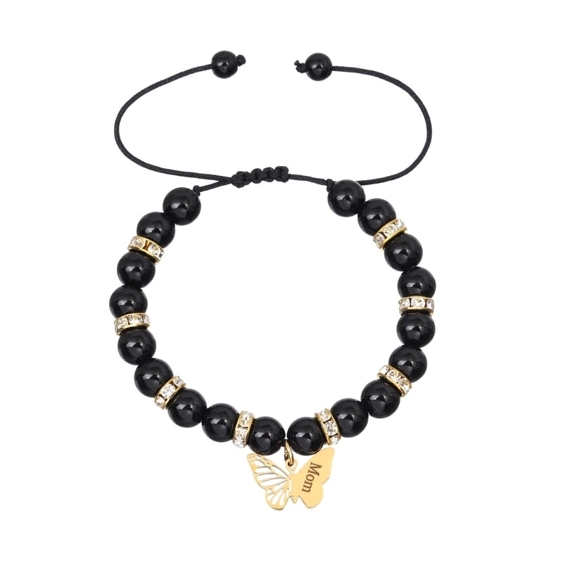 Basic Modern Style Classic Style Letter Butterfly 18K Gold Plated Alloy Stone Drawstring Bracelets