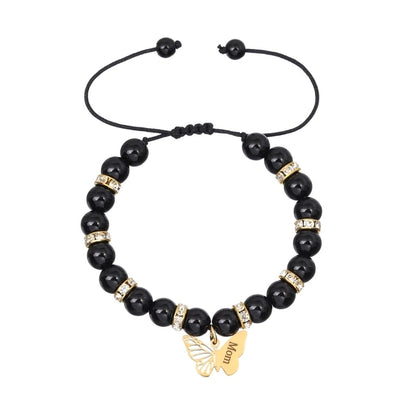 Basic Modern Style Classic Style Letter Butterfly 18K Gold Plated Alloy Stone Drawstring Bracelets