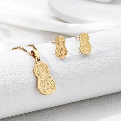 Vintage Style Geometric 304 Stainless Steel 18K Gold Plated Plating Earrings Necklace