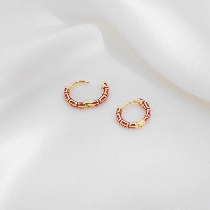 1 Pair Casual Minimalist Commute Circle Round Painted Copper Gold Plated Earrings
