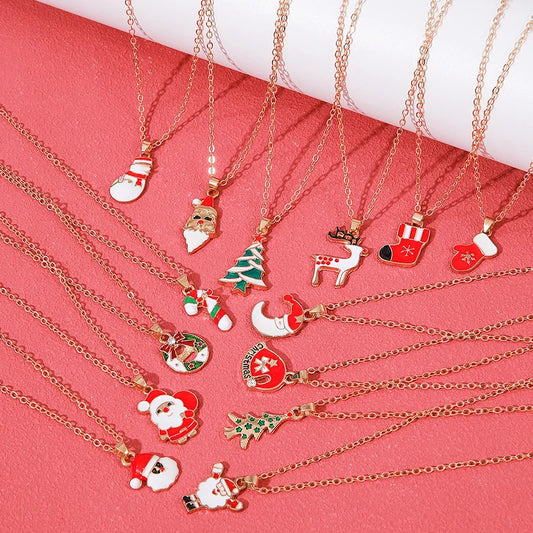 Christmas Necklace Christmas Colorful Oil Drop Pendant Christmas Tree Necklace Necklace