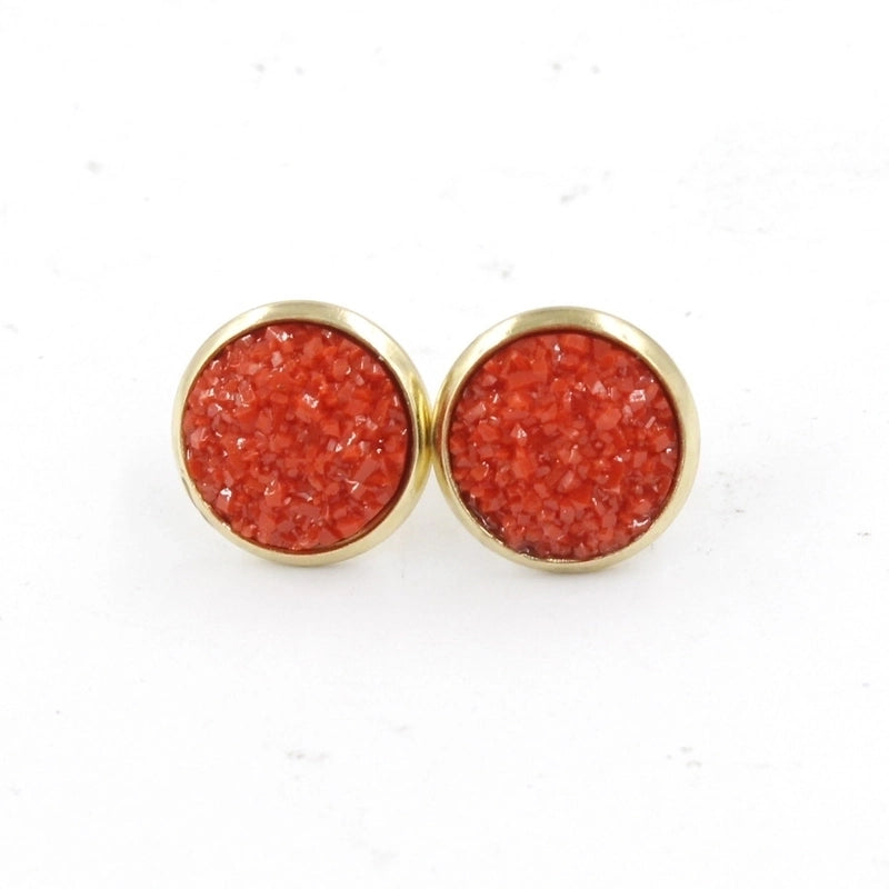 1 Pair IG Style Minimalist Round Plating Stainless Steel Resin 18K Gold Plated Ear Studs
