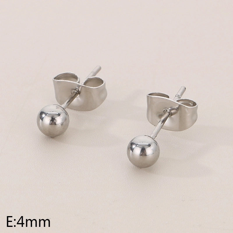1 Pair Minimalist Round 304 Stainless Steel 18K Gold Plated Ear Studs