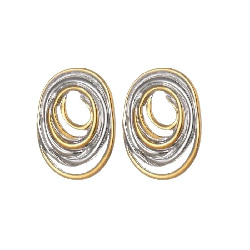 1 Pair IG Style Artistic Geometric Color Block Plating Titanium Steel 18K Gold Plated Ear Studs