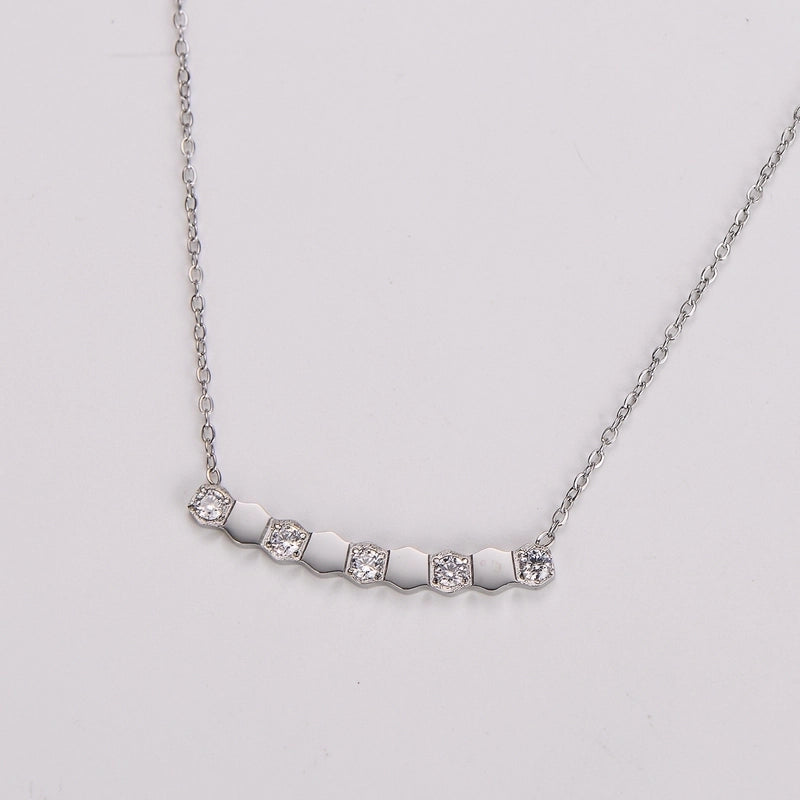 304 Stainless Steel 18K Gold Plated Rose Gold Plated Casual Inlay Hexagon Zircon Necklace