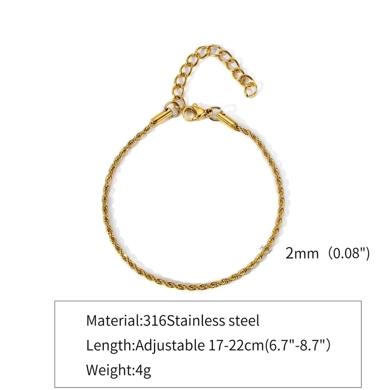316 Stainless Steel Gold Plated Hip-Hop Retro Plating Solid Color Bracelets