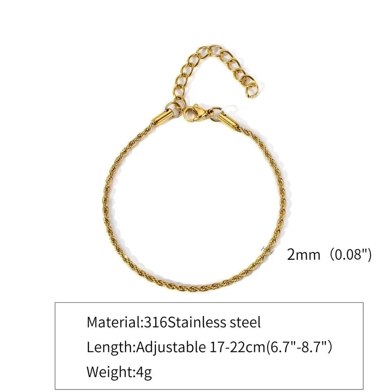 316 Stainless Steel Gold Plated Hip-Hop Retro Plating Solid Color Bracelets