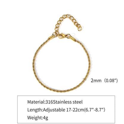 316 Stainless Steel Gold Plated Hip-Hop Retro Plating Solid Color Bracelets