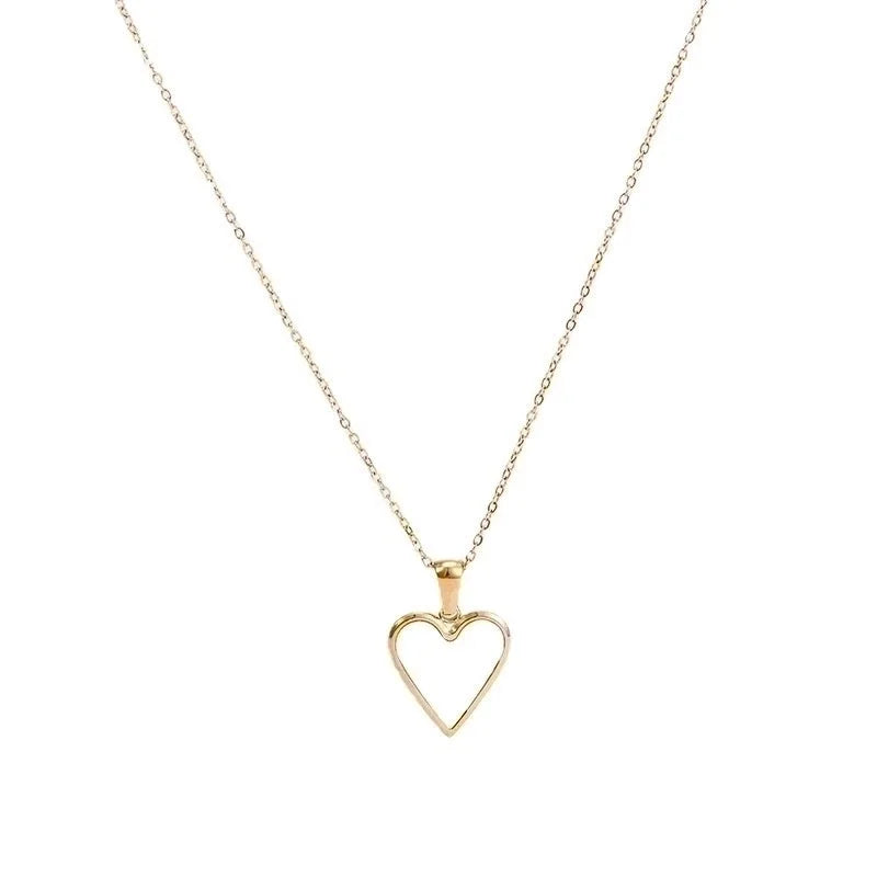 3 Pieces Fashion Heart Shape 304 Stainless Steel Shell 16K Gold Plated White Gold Plated Gold Plated Inlay Earrings Necklace
