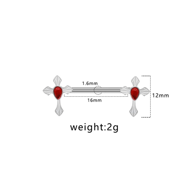 1 Piece Nipple Rings & Studs Punk Cross Heart Shape Spider Web Alloy Rhinestone Titanium Steel Epoxy Resin Glass White Gold Plated Gold Plated