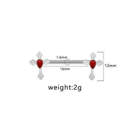 1 Piece Nipple Rings & Studs Punk Cross Heart Shape Spider Web Alloy Rhinestone Titanium Steel Epoxy Resin Glass White Gold Plated Gold Plated