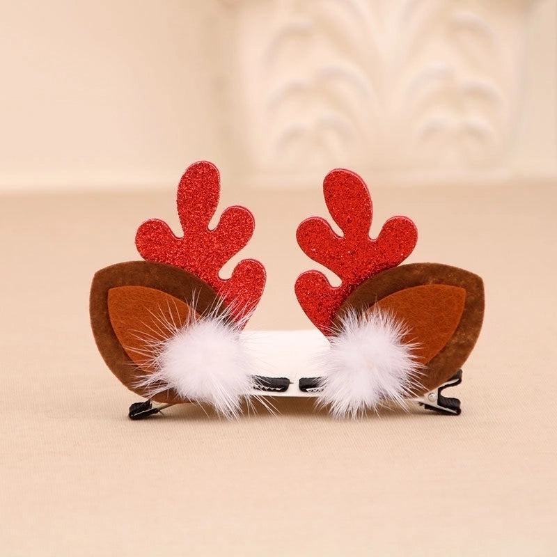 Christmas Small Gifts For Children Gift Gold Powder Antlers Mink Hair Clip Hairpin Set Headdress Christmas Head Buckle
