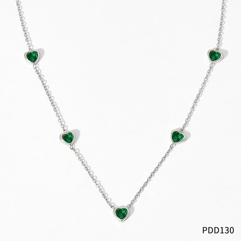 Sweet Heart Shape Stainless Steel Titanium Steel Plating Inlay Zircon Bracelets Necklace