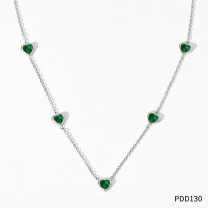 Sweet Heart Shape Stainless Steel Titanium Steel Plating Inlay Zircon Bracelets Necklace