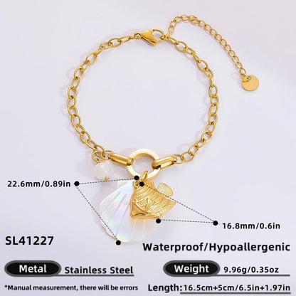 IG Style Sweet Heart Shape 304 Stainless Steel 18K Gold Plated Bracelets In Bulk