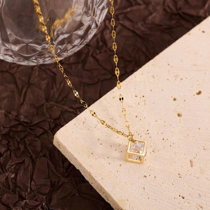 Titanium Steel Copper Leaf Heart Shape Pendant Necklace