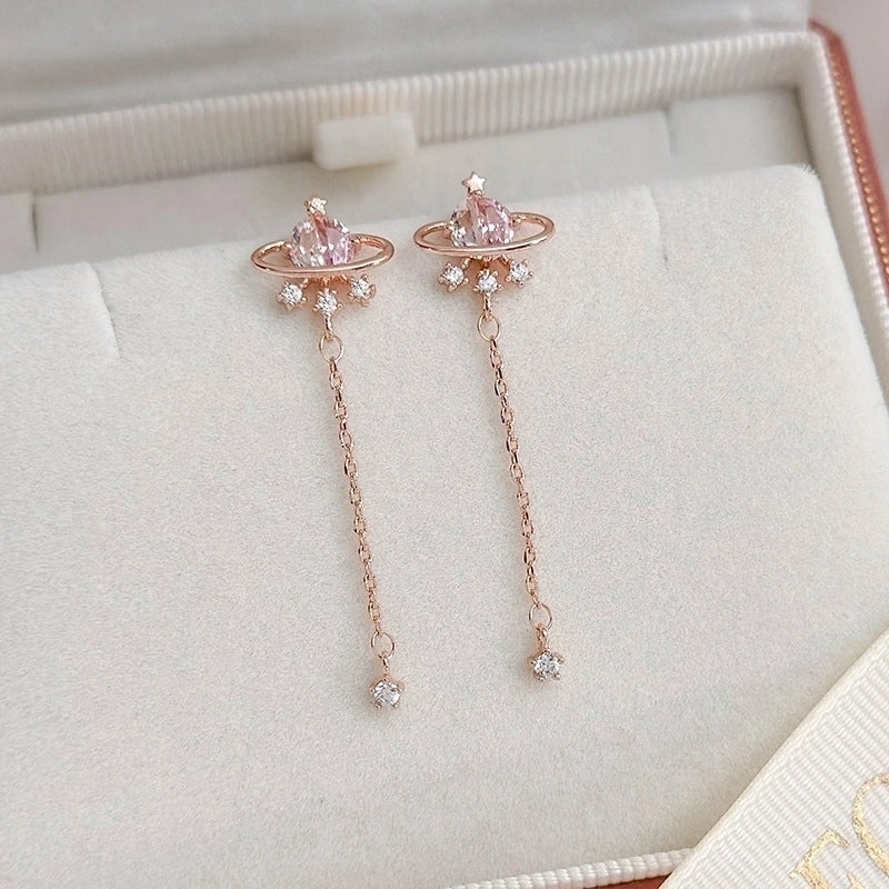 1 Pair Elegant Lady Streetwear Water Droplets Heart Shape Flower Hollow Out Inlay Steel Imitation Pearl Zircon Drop Earrings