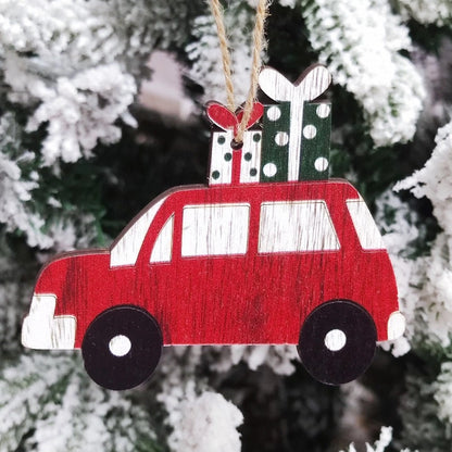 Cross-border Christmas Decorations Christmas Tree Pendant Snowflake Hanging Ball Pine Cone Gift Bag Christmas Old Man Small Drum Butterfly