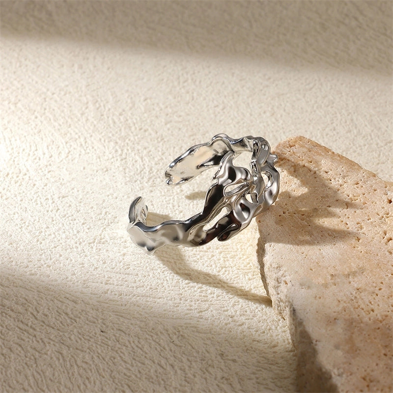 Exaggerated Beach Minimalist Geometric Starfish Shell 304 Stainless Steel Wide Band Rings Open Rings Rings