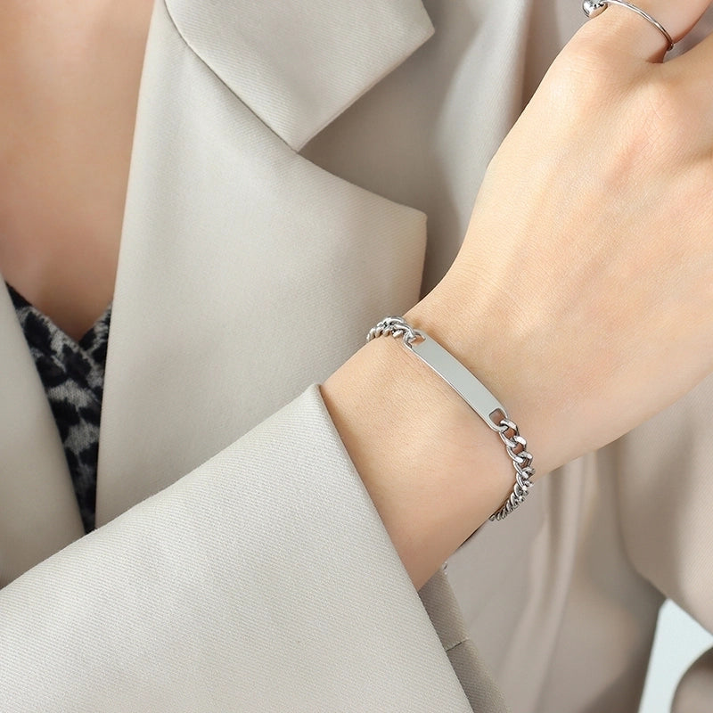 Hip-Hop Solid Color 304 Stainless Steel 18K Gold Plated Bracelets Necklace