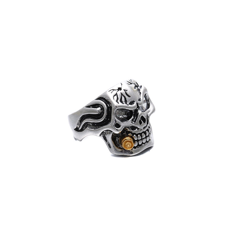Gothic Ethnic Style Cool Style Skull Alloy Plating Inlay Rhinestones Halloween Men's Rings