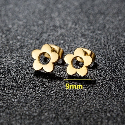 1 Pair Minimalist Classic Style Geometric Polishing Plating 304 Stainless Steel 18K Gold Plated Ear Studs