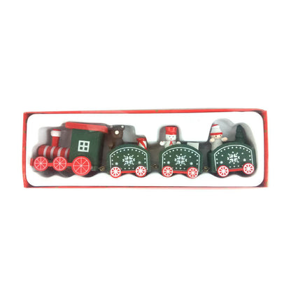 Christmas Wooden Train For Children Kindergarten Christmas Holiday Gift Window Display