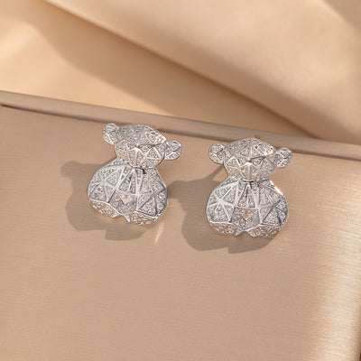 2 Pieces Moderate Luxury Flower Copper Diamond Inlay Stud Earrings