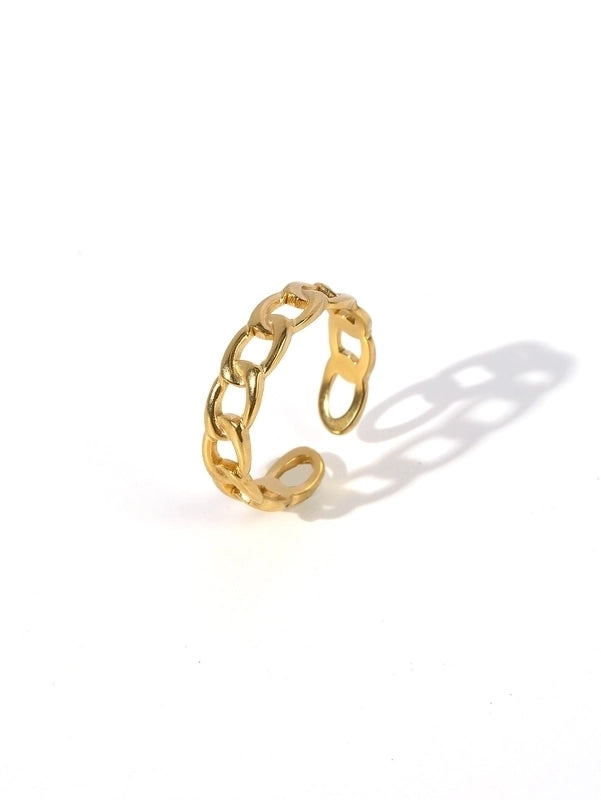 Retro Life Tree Solid Color Rectangle 304 Stainless Steel Open Rings