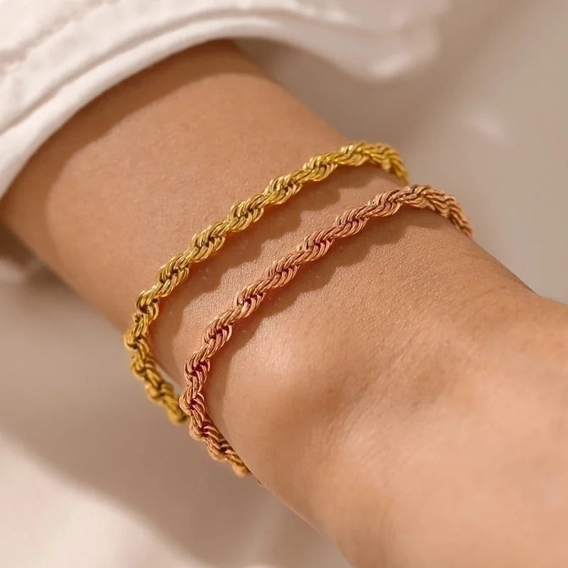 Minimalist Twist 304 Stainless Steel Stainless Steel Bracelets In Bulk