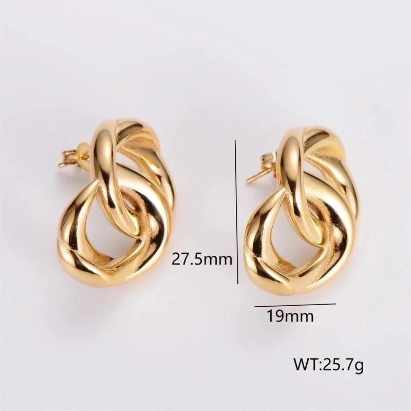 1 Pair French Style Minimalist Round Square Heart Shape 304 Stainless Steel No Inlaid 18K Gold Plated Ear Studs
