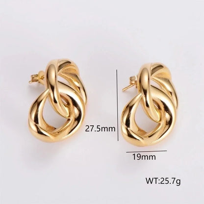 1 Pair French Style Minimalist Round Square Heart Shape 304 Stainless Steel No Inlaid 18K Gold Plated Ear Studs