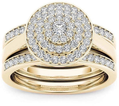 Fashion Flower Alloy Plating Artificial Gemstones Women\'S Ring Sets