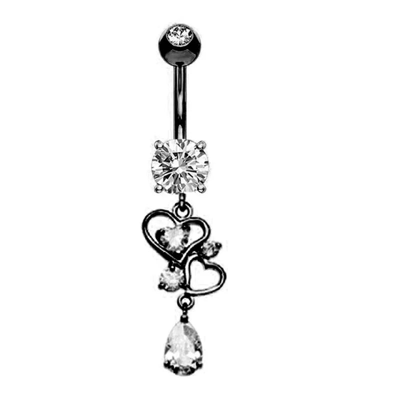 1 Piece Belly Rings Minimalist Classic Style Solid Color 304 Stainless Steel Inlay Zircon Belly Rings