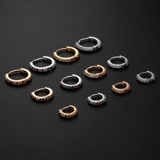 Fashion Round Copper Inlay Zircon Nose Ring