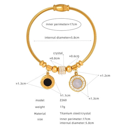 Casual Minimalist Star Heart Shape Butterfly Titanium Steel 18K Gold Plated Rhinestones Bangle In Bulk