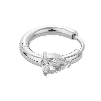 1 Piece Modern Style Minimalist Classic Style Solid Color Inlay 316L Stainless Steel Zircon 14K Gold Plated Hoop Earrings