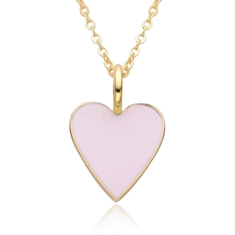 Copper IG Style Minimalist Heart Shape Enamel Plating Pendant Necklace