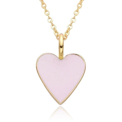 Copper IG Style Minimalist Heart Shape Enamel Plating Pendant Necklace