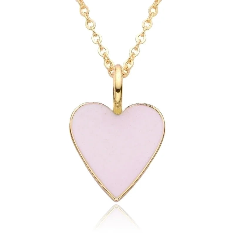 Copper IG Style Minimalist Heart Shape Enamel Plating Pendant Necklace