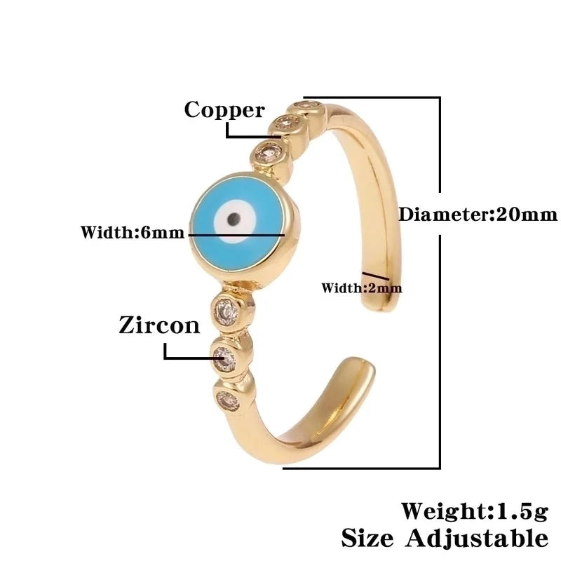 Fashion Enamel Drip Oil Evil Eye Retro Copper Tail Ring