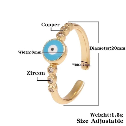 Fashion Enamel Drip Oil Evil Eye Retro Copper Tail Ring