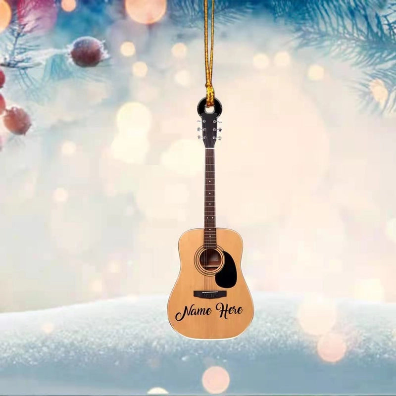 Cross-border Creative Personalized Pendant Christmas Decoration Guitar Lovers Acrylic Flat Car Rearview Mirror Pendant Ornaments