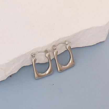 1 Pair Minimalist Round Square Heart Shape 304 Stainless Steel Earrings