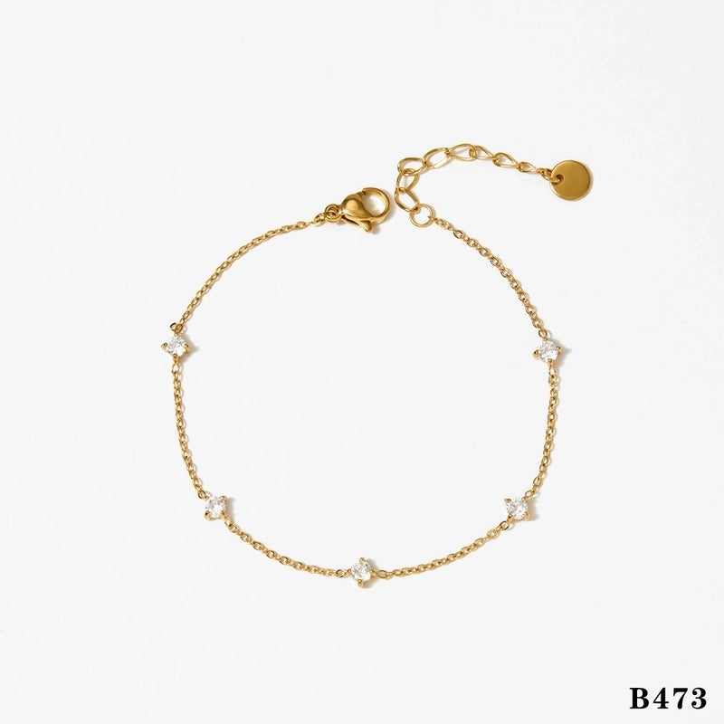 Casual Geometric 304 Stainless Steel Zircon 16K Gold Plated White Gold Plated Gold Plated Plating Inlay Bracelets Anklet Necklace